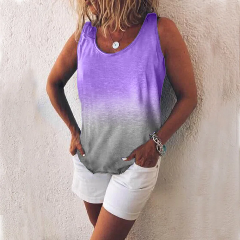 Fashionable Women's Rainbow Gradient Printed Tank Tops Tees 2019 Ladies Loose Leisure O-neck Sleeveless Top Vest
Fashionable Women's Rainbow Gradient Printed Tank Tops Tees 2019 Ladies Loose Leisure O-neck Sleeveless Top Vest