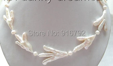YH@CS >GENUINE 20"40mm white natural freshwater pearls necklace