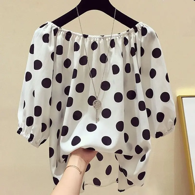 Summer Elegant Sweet Vintage Office Ladies Blouse Women Casual Plus Size Sexy Loose Polka Dots Print Korean Female Tops Shirts
Summer Elegant Sweet Vintage Office Ladies Blouse Women Casual Plus Size Sexy Loose Polka Dots Print Korean Female Tops Shirts