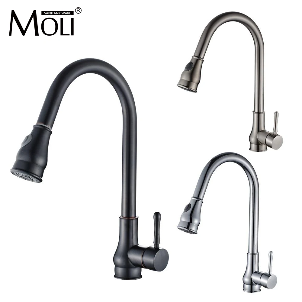 

Soild brass kitchen faucet chrome pull out torneira cozinha oil-rubbed bronze&brushed nickel vessel sink tap cold and hot mixer