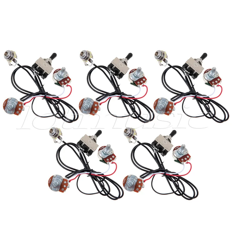 Kmise 5 sets Guitar Wiring Harness Prewired Two Pickup 500K 3-Way Toggle Switch Chrome
Kmise 5 sets Guitar Wiring Harness Prewired Two Pickup 500K 3-Way Toggle Switch Chrome