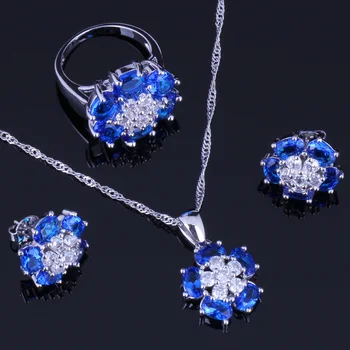 Silky Blue Cubic Zirconia White CZ Silver Plated Jewelry Sets Earrings Pendant Chain Ring V0234
Silky Blue Cubic Zirconia White CZ Silver Plated Jewelry Sets Earrings Pendant Chain Ring V0234