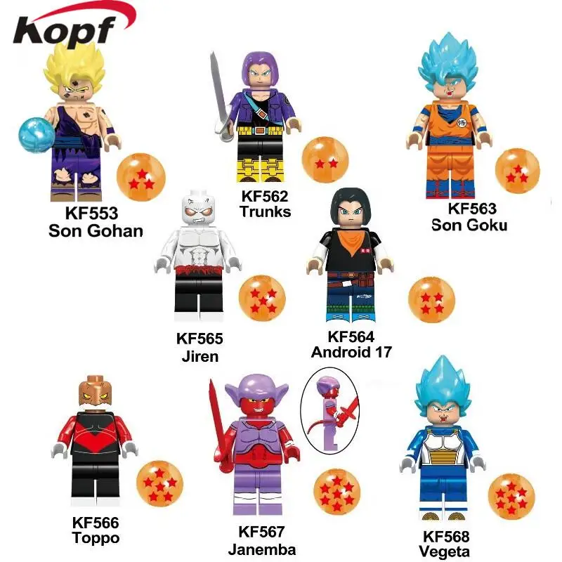Single Sale Dragon Ball Z Son Goku Krillin Vegeta Jiren Toppo Janemba Ephesians Trunks Building Blocks Bricks Figures KF6045
Single Sale Dragon Ball Z Son Goku Krillin Vegeta Jiren Toppo Janemba Ephesians Trunks Building Blocks Bricks Figures KF6045