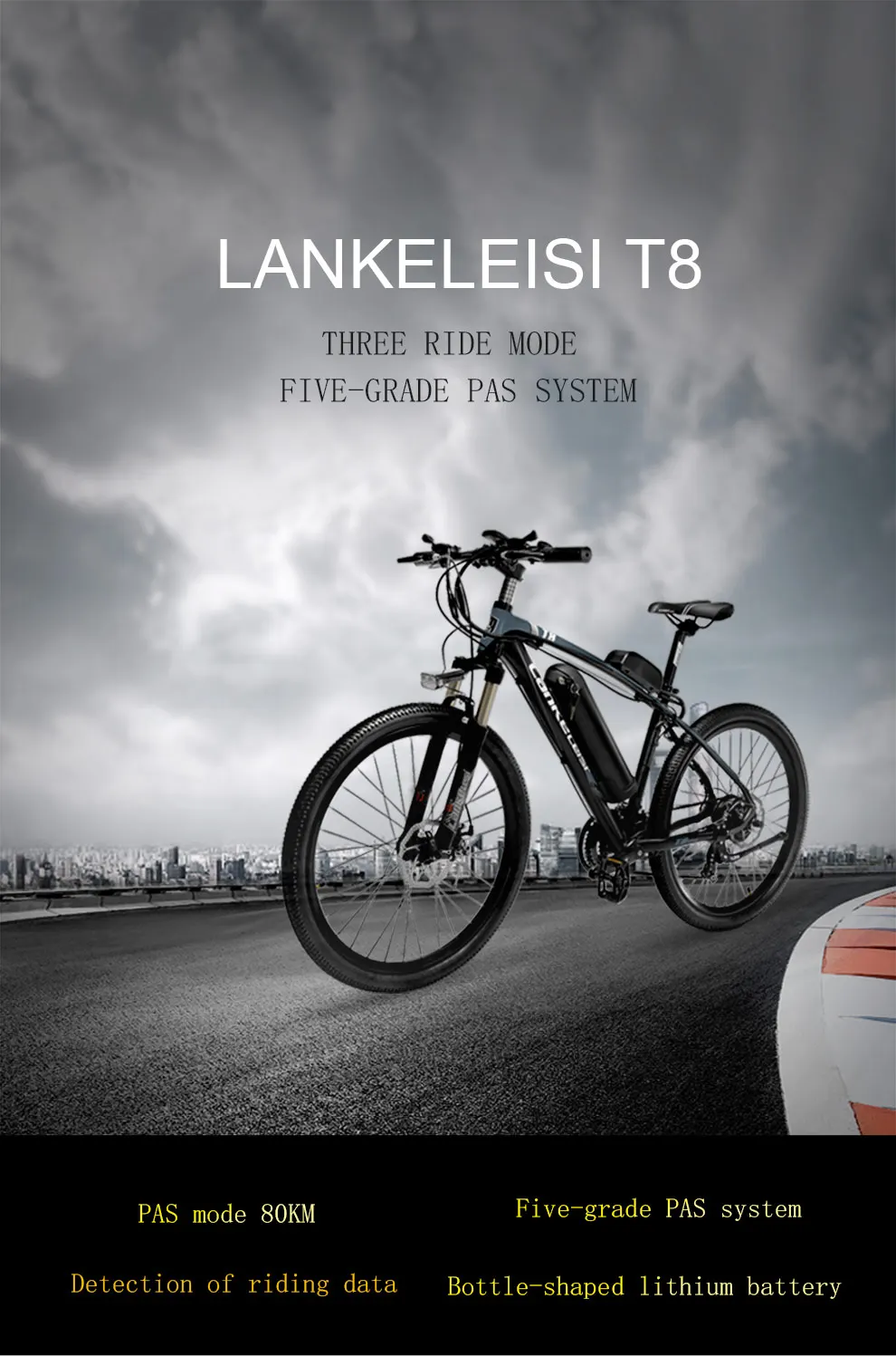 Perfect LANKELEISI T8 Mountain E-Bike 21-speed 26*1.95 Tire 400W High-speed Motor 48V 13ah Lithium Battery 0