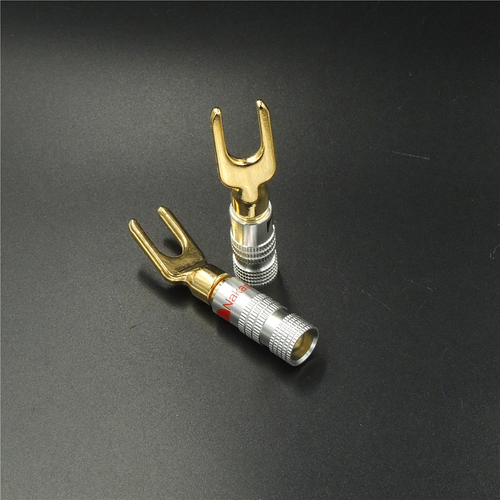 4pcs\lot Nakamichi Brass Gold plated Y Spade Speaker Plugs Audio Screw Fork Connector Adapter Free Shipping
4pcs\lot Nakamichi Brass Gold plated Y Spade Speaker Plugs Audio Screw Fork Connector Adapter Free Shipping