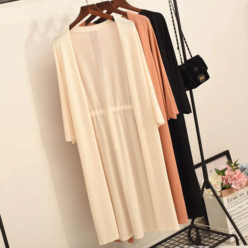 Thin Artificial Ice Silk Sweater Shawl Long Cardigan Women Sueter Mujer Knit Summer Cardigan Jacket Female Sweaters Coat C5611
Thin Artificial Ice Silk Sweater Shawl Long Cardigan Women Sueter Mujer Knit Summer Cardigan Jacket Female Sweaters Coat C5611