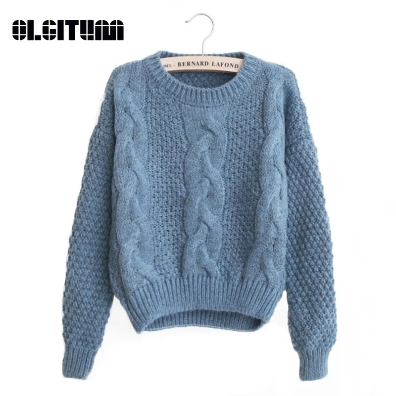 Новинка 2018 осень женские свитера теплый пуловер и джемперы Crewneck мохер Твист
