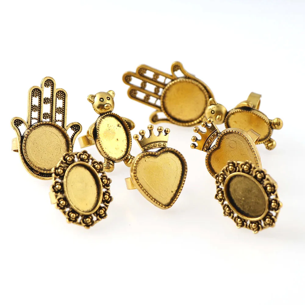 2 Pcs Heart / Oval / Hand / Bear Antique Gold Adjustable Ring Support Inlaid Convex Round Base Tray DIY Jewelry Findings
2 Pcs Heart / Oval / Hand / Bear Antique Gold Adjustable Ring Support Inlaid Convex Round Base Tray DIY Jewelry Findings