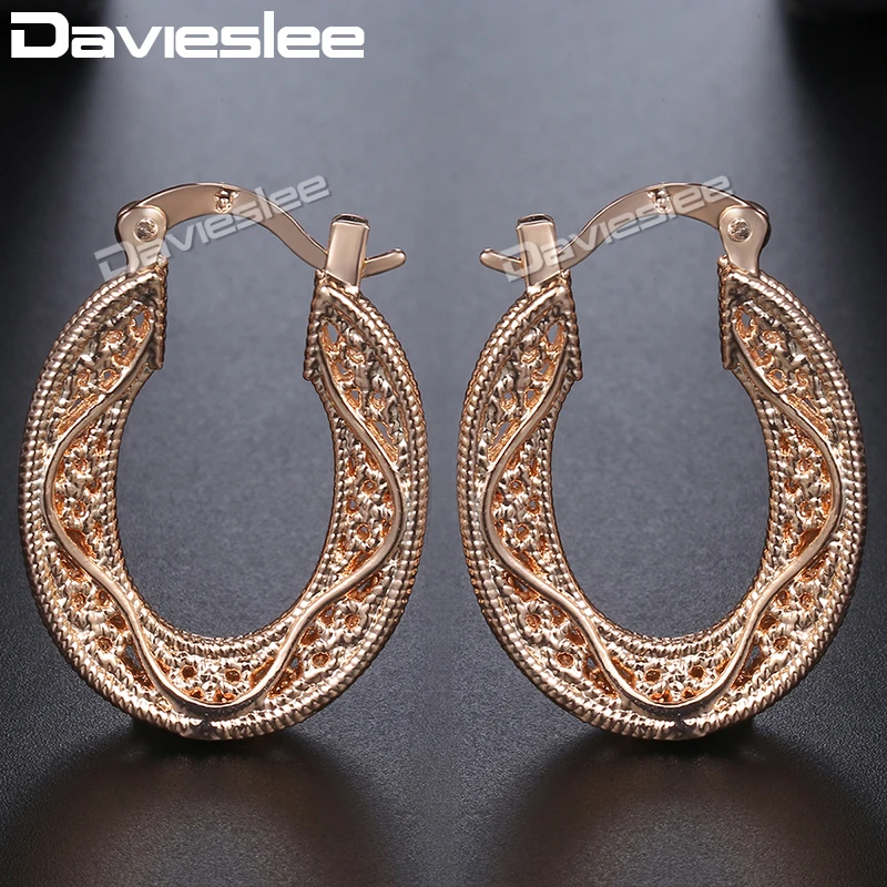 Davieslee Earrings For Women Rose Gold Color Double Layers Carved Oval Shaped Hollow Women's Earrings DGE158
Davieslee Earrings For Women Rose Gold Color Double Layers Carved Oval Shaped Hollow Women's Earrings DGE158