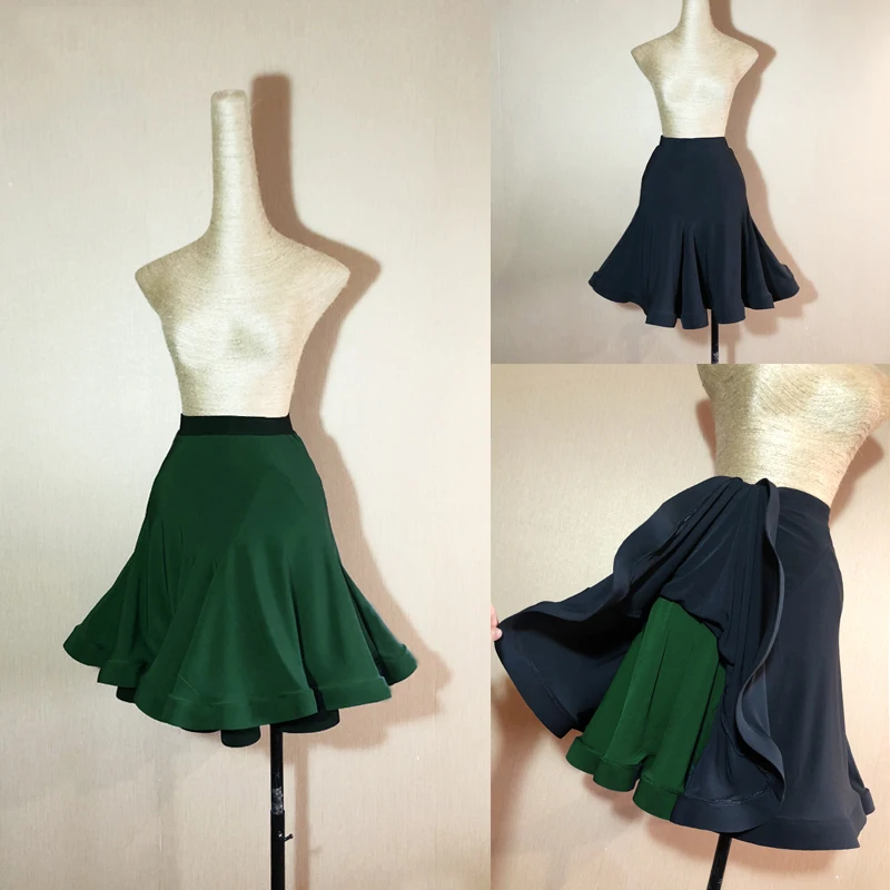 Latin Dance Skirt Female Tango/Rumba/Samba/Salsa Performance/Practice Clothes Women Black And Green Double Sided Skirt DQL1473
Latin Dance Skirt Female Tango/Rumba/Samba/Salsa Performance/Practice Clothes Women Black And Green Double Sided Skirt DQL1473