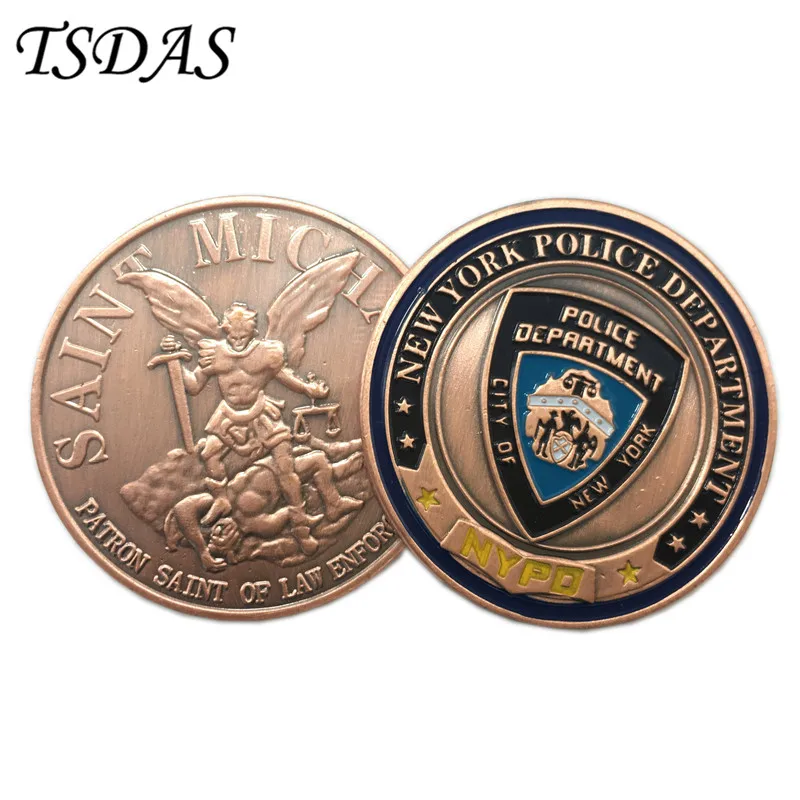 

New York Police Department Army Challenge Coins Bronze Color, Souvenir Police Coin With Plastic Case For Collection