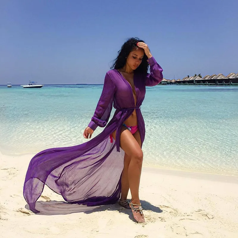 Fashion Womens summer Boho Chiffon long sleeve solid loose sashes Shirt Cardigan Long Beachwear Tops
Fashion Womens summer Boho Chiffon long sleeve solid loose sashes Shirt Cardigan Long Beachwear Tops