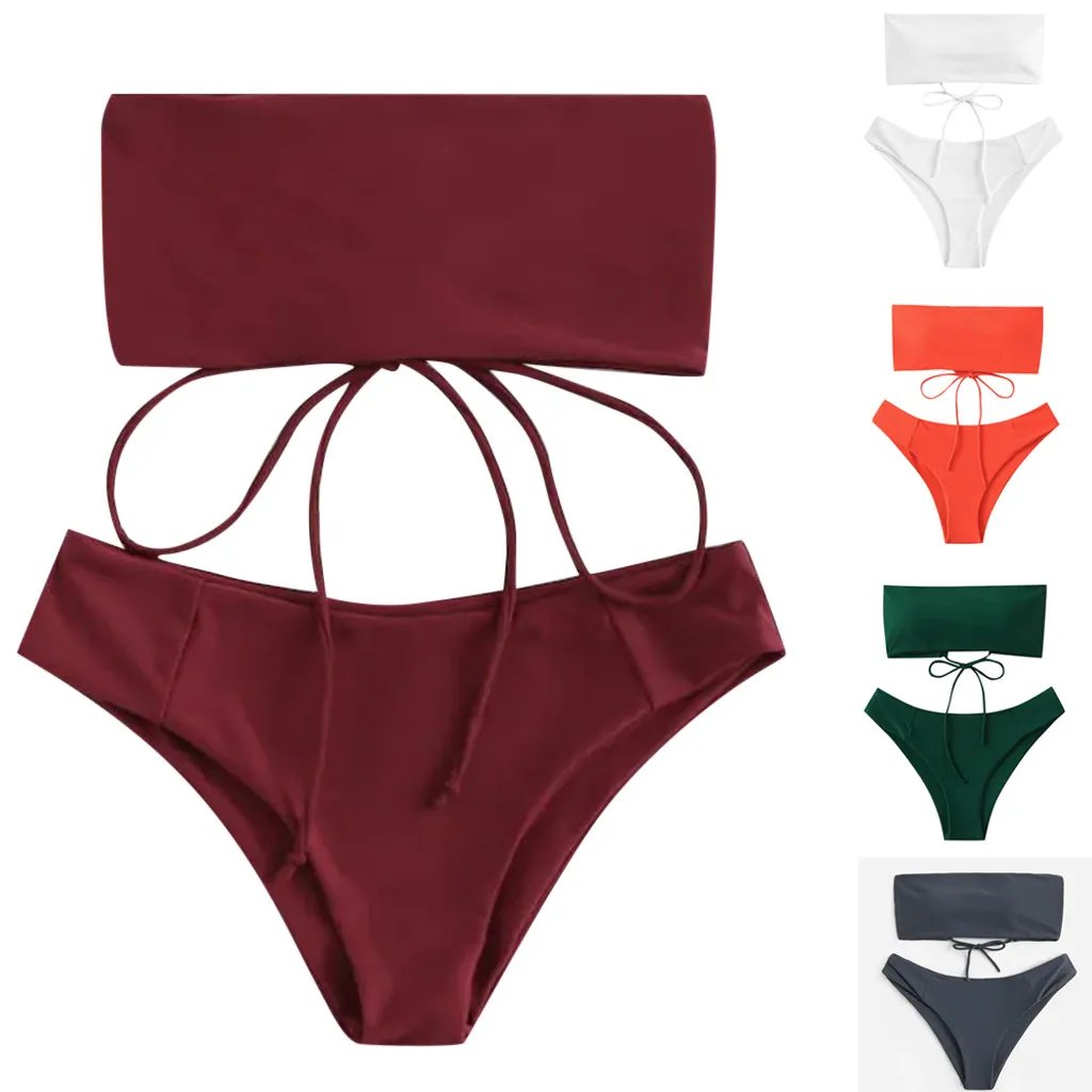 Women sexy Pure color Tube up Two Pieces Bikini Push-Up Swimsuit Swimwear Beachwear No shoulder strap Bathing Suit mujer biquini
Women sexy Pure color Tube up Two Pieces Bikini Push-Up Swimsuit Swimwear Beachwear No shoulder strap Bathing Suit mujer biquini