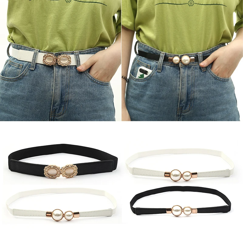 Slim Belts For Women Elastic Dress Waist Belt For Ladies Adjustable Female Girl Pearl PU Leather Belt With Buckle ceinture femme
Slim Belts For Women Elastic Dress Waist Belt For Ladies Adjustable Female Girl Pearl PU Leather Belt With Buckle ceinture femme