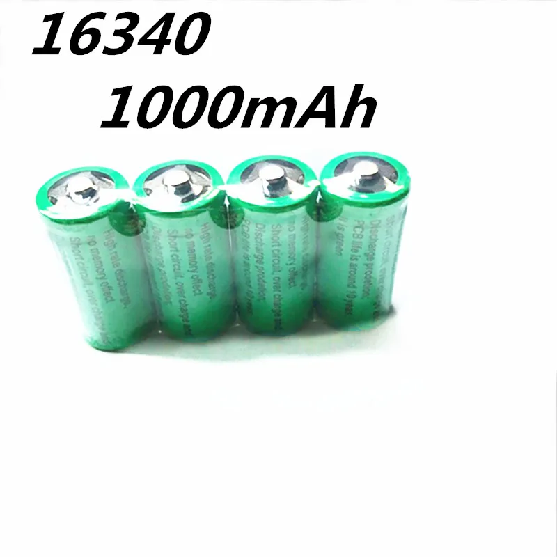 

4 X 16340 1000mah 3v cr123a 16340 rechargeable battery 3.0v rcr123a 16340 batteries lithium