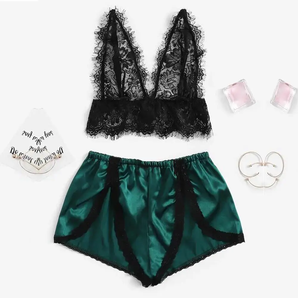 summer Women Satin Floral Lace Lingerie Set Pajamas Babydoll Sleepwear Fashion Sexy home clothes for ladies sleepwear hot sale
summer Women Satin Floral Lace Lingerie Set Pajamas Babydoll Sleepwear Fashion Sexy home clothes for ladies sleepwear hot sale