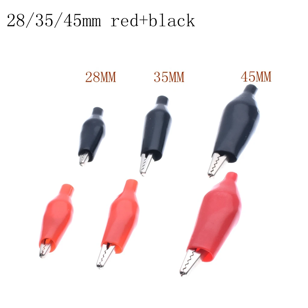 20pcs/lot 28MM 35MM 45MM Metal Alligator Clip Crocodile Electrical Clamp for Testing Probe Meter Black and Red with Plastic Boot
20pcs/lot 28MM 35MM 45MM Metal Alligator Clip Crocodile Electrical Clamp for Testing Probe Meter Black and Red with Plastic Boot