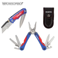 WORKPRO Utility Knife Twin Blade Knife 15 in 1 Multi Pliers 2PC Outdoor Camping Tool Set image