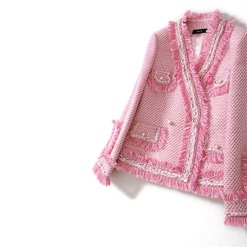 Handmade Luxury Blazer Suits for Women Fashion Tweed V Neck Double Breasted Tassel Short Blazers Coat Pink
Handmade Luxury Blazer Suits for Women Fashion Tweed V Neck Double Breasted Tassel Short Blazers Coat Pink
