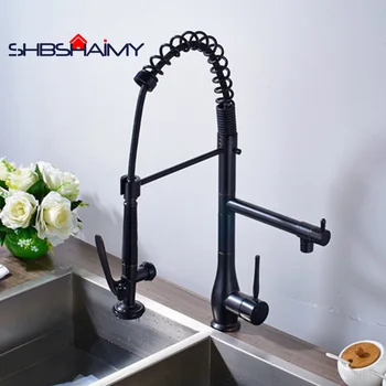 Oil Rubbed Bronze Pull Down Kitchen Faucet Dual Spouts 360 direction Shower Kitchen Mixer Crane Hot Cold 2 Outlet Spring Tap
Oil Rubbed Bronze Pull Down Kitchen Faucet Dual Spouts 360 direction Shower Kitchen Mixer Crane Hot Cold 2 Outlet Spring Tap