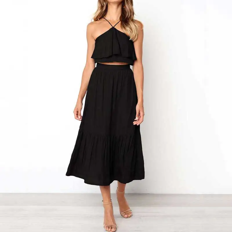 2019 Summer Women Skirt Set Halter Backless 2 Piece Set Women Crop Top and Skirt Female Set Ladies Long Skirt Two Piece Set
2019 Summer Women Skirt Set Halter Backless 2 Piece Set Women Crop Top and Skirt Female Set Ladies Long Skirt Two Piece Set