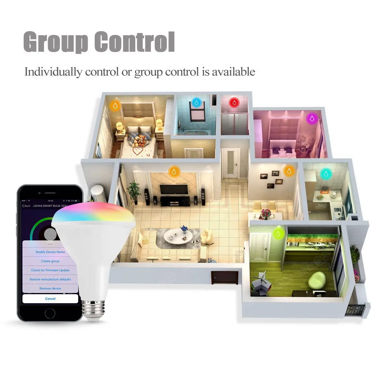 Smart LED Bulbs,Multicolored WIFI LED Lights, BR30 Dimmable Recessed Light Bulbs, 75W-80W Equivalent Flood Light, Compatible w
Smart LED Bulbs,Multicolored WIFI LED Lights, BR30 Dimmable Recessed Light Bulbs, 75W-80W Equivalent Flood Light, Compatible w