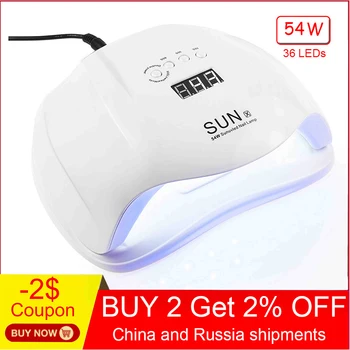 Jewhiteny SUNX 54W UV Lamp LED Nail Lamp Nail Dryer For All Gels Polish With Infrared Sensing 30/60/90s Timer Smart touch button