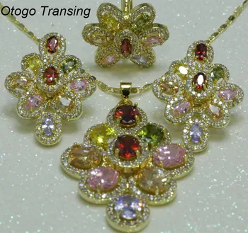 Otogo Transing 2019 Party White/Gold Color Jewelry Set Women Fashion Multicolor Crystal Ring Earrings Necklace Mark-S189
Otogo Transing 2019 Party White/Gold Color Jewelry Set Women Fashion Multicolor Crystal Ring Earrings Necklace Mark-S189