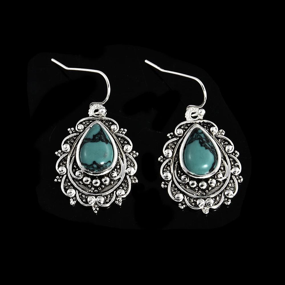 Bohemia Tibetan banquet accessories dress up Silver green stone Water Drop shape Dangle Drop Hook Earrings Women Jewelry
Bohemia Tibetan banquet accessories dress up Silver green stone Water Drop shape Dangle Drop Hook Earrings Women Jewelry