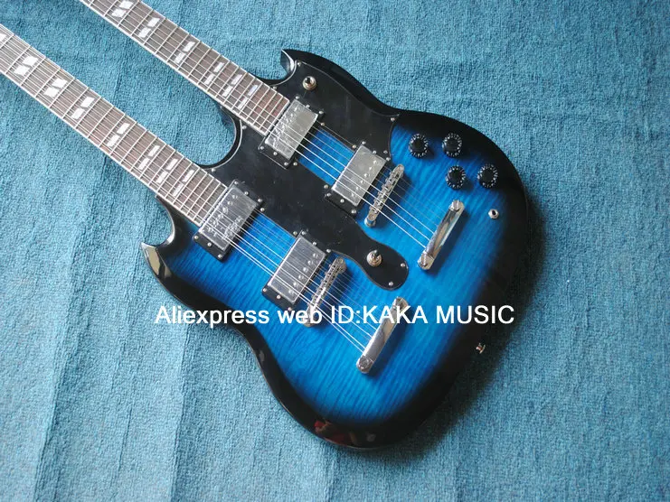 Blue Flame Top Double Neck Electric Guitar 6/12 strings Guitars Chrome Hardware Free Shipping
Blue Flame Top Double Neck Electric Guitar 6/12 strings Guitars Chrome Hardware Free Shipping