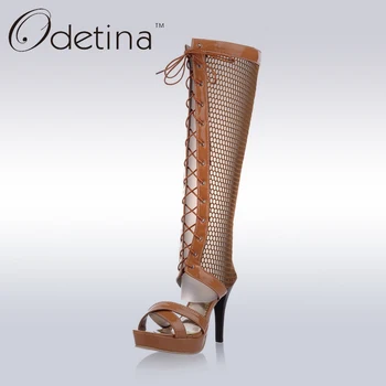 Odetina 2019 New Women Knee High Gladiator High Heel Sandals Lace Up Summer Mesh Boots Cross Tied Platform Sandals Lager Size
Odetina 2019 New Women Knee High Gladiator High Heel Sandals Lace Up Summer Mesh Boots Cross Tied Platform Sandals Lager Size