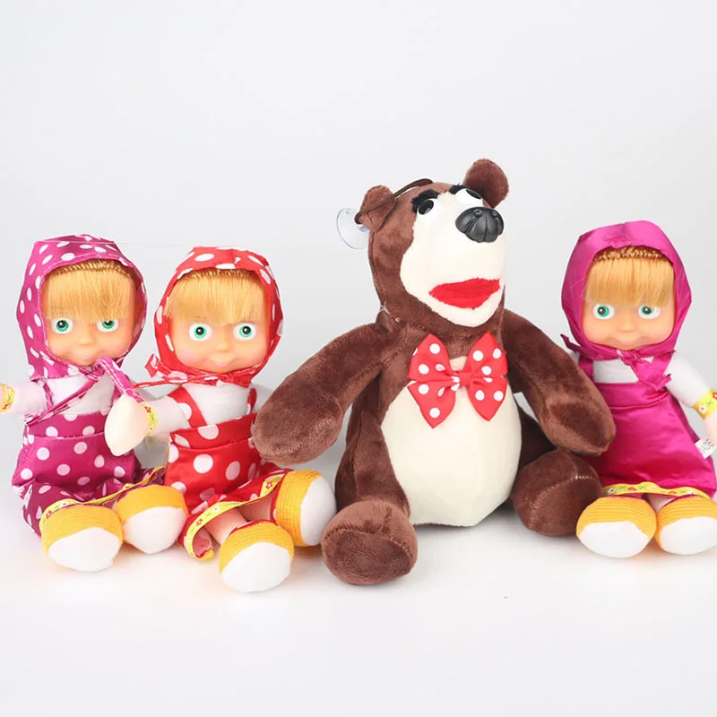 

Kawaii Martha And The Bear Russia Plush Toys Adidas Meeting Speak Sing Masa And Bear Lint Stuffed Doll Children Gift