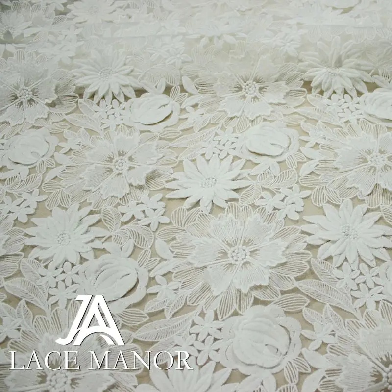 Фото 3 d water soluble lace fabric applique Organza embroidery Haute couture dress | Дом и сад