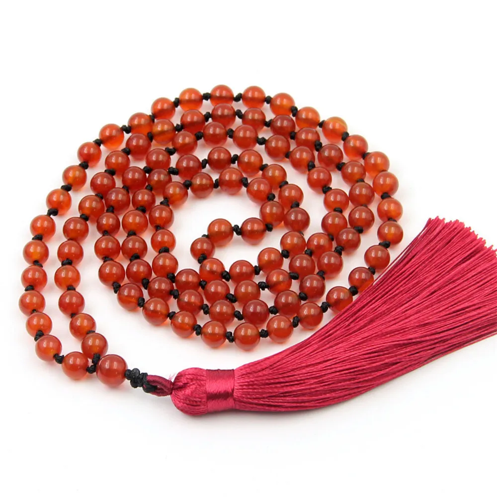 Hand Knotted Yoga Balancing Mala Natural 6mm Red Onyx 108 Beads Necklace for Fashion Female Sweater Chain Chakra Jewelry Gift
Hand Knotted Yoga Balancing Mala Natural 6mm Red Onyx 108 Beads Necklace for Fashion Female Sweater Chain Chakra Jewelry Gift