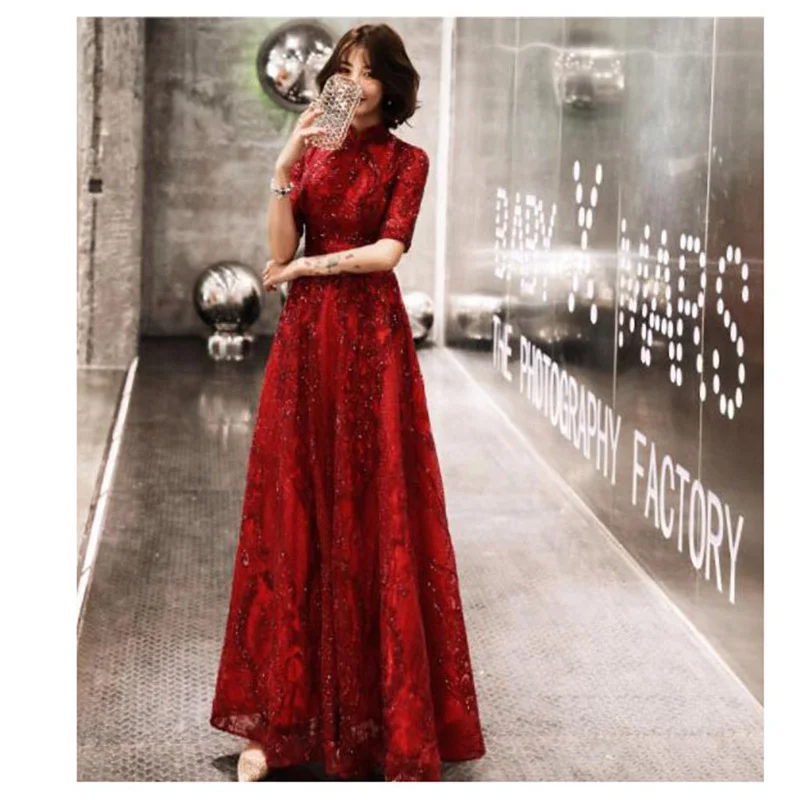 It's YiiYa Women Party Dress 2019 Lace Up Backless Sequine Long Evening Dress Binding High Collar Robe de Soiree Plus Size E489
It's YiiYa Women Party Dress 2019 Lace Up Backless Sequine Long Evening Dress Binding High Collar Robe de Soiree Plus Size E489