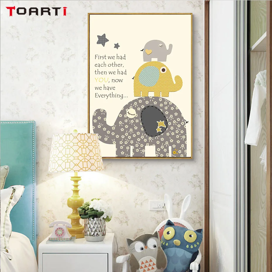 Cartoon Animals Kids Room Canvas Painting (4)