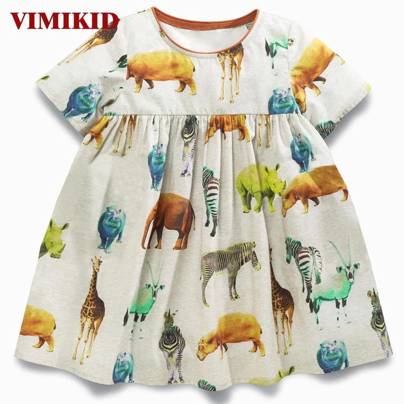 VIMIKID Girls Clothing Dresses Summer Short-sleeved Cartoon Animal Round Neck Print Cotton Dress Children's Clothes Dresses k1
VIMIKID Girls Clothing Dresses Summer Short-sleeved Cartoon Animal Round Neck Print Cotton Dress Children's Clothes Dresses k1