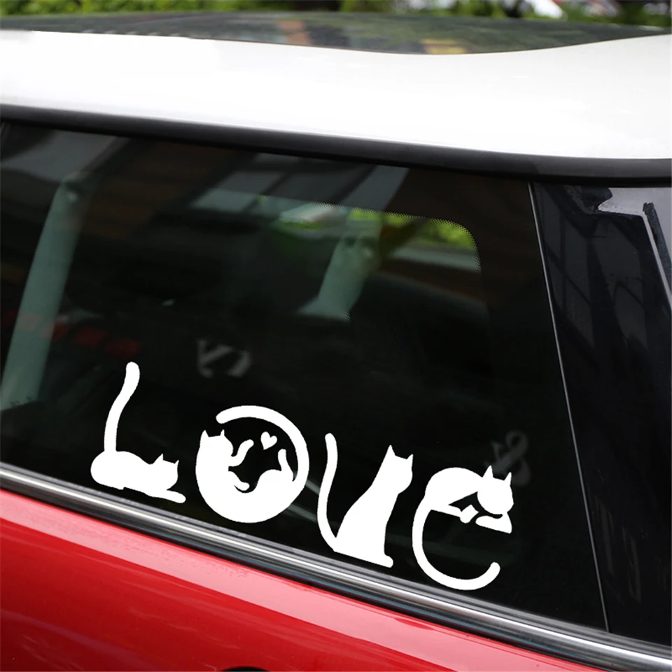 Car Sticker Cats Spell LOVE Fashion Creative Cartoon Windshield Decorative Decals 15.24.8CM (1)