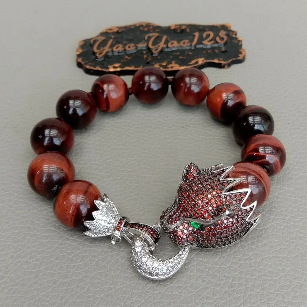 8.5" Natural 14mm Round Brown Tiger Eye Bracelet Cz pave Clasp
8.5" Natural 14mm Round Brown Tiger Eye Bracelet Cz pave Clasp