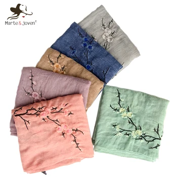 Marte&Joven Chinese Style Plum Flower Embroidered Women Pure Color Scarf Shawls Ladies Retro Autumn/Winter Cotton Scarves Stoles
Marte&Joven Chinese Style Plum Flower Embroidered Women Pure Color Scarf Shawls Ladies Retro Autumn/Winter Cotton Scarves Stoles