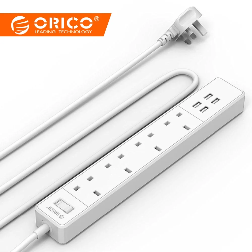 ORICO USB Charger Strip Lead Overload Protection with 4 AC UK Plug Socket Power Strip 2.4A Fast USB Charger 5 Feet Power Cord
ORICO USB Charger Strip Lead Overload Protection with 4 AC UK Plug Socket Power Strip 2.4A Fast USB Charger 5 Feet Power Cord