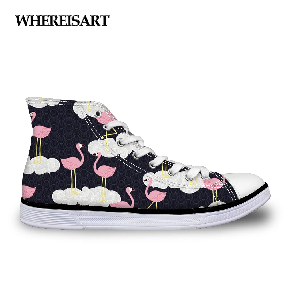 WHEREISART Cute Flamingo Fashion Design Canvas Shoes for Women Classic High Top Vulcanized Shoes Women's Lace-up Flats Sneakers
WHEREISART Cute Flamingo Fashion Design Canvas Shoes for Women Classic High Top Vulcanized Shoes Women's Lace-up Flats Sneakers