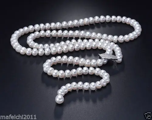 

Hot sell Noble- SHIPPING>>>@@ BEAUTIFUL 90cm 8-9MM AAA Akoya White PEARL NECKLACE silver CLASP