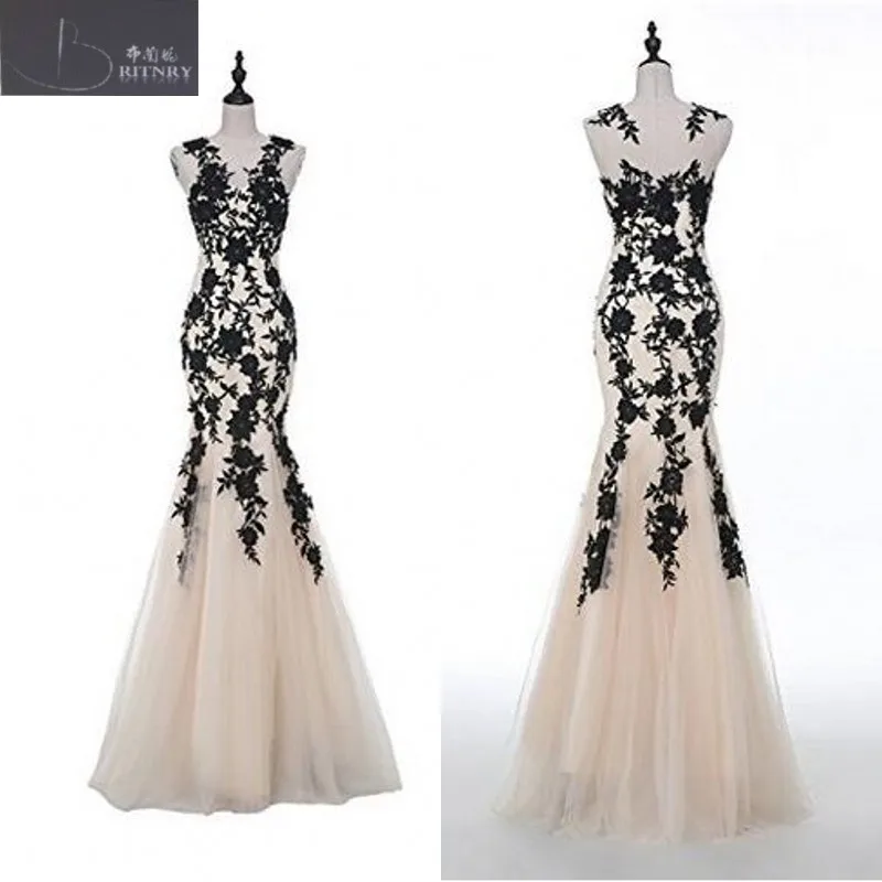Real Pictures O Neck Mermaid Floor Length Black Lace Champagne Tulle Bridal Gowns Formal Wear
Real Pictures O Neck Mermaid Floor Length Black Lace Champagne Tulle Bridal Gowns Formal Wear