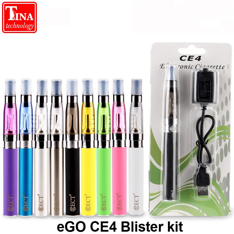 

Wholesale eGo CE4 e Cigarette Blister Pack E Cig Kits 650mAh/900mAh/1100mAh Best Atomizer Rechargeable Battery Charger