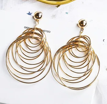 Women's Fashion Temperament Big Earrings Exaggerated Long Section Multi-layer Metal Ring Tassel Earrings Sexy Wild Earrings
Women's Fashion Temperament Big Earrings Exaggerated Long Section Multi-layer Metal Ring Tassel Earrings Sexy Wild Earrings