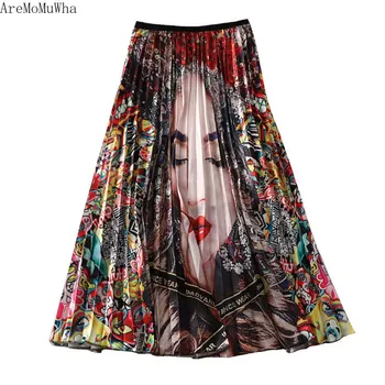 AreMoMuWha New Personalized Elastic Waist Satin In The Long Paragraph Characters Printed Pleated Large Swing Skirt Women QX1105
AreMoMuWha New Personalized Elastic Waist Satin In The Long Paragraph Characters Printed Pleated Large Swing Skirt Women QX1105