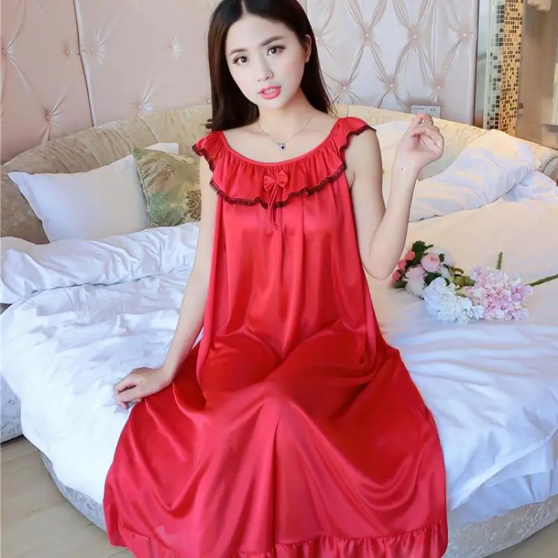 One Size Ladies Long Nightgown Summer Casual Home Dress Nightshirt Sleeveless Sexy Sleepwear Faux Silk Nightdress Nightwear
One Size Ladies Long Nightgown Summer Casual Home Dress Nightshirt Sleeveless Sexy Sleepwear Faux Silk Nightdress Nightwear