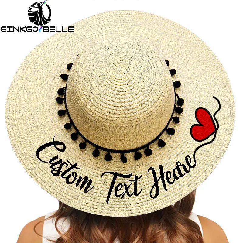 Personalized Custom Embroidery Straw Hat Text Name Beach Hat Sun Hat For Women's Summer Hat Black Pompon Female Sunshade Caps
Personalized Custom Embroidery Straw Hat Text Name Beach Hat Sun Hat For Women's Summer Hat Black Pompon Female Sunshade Caps