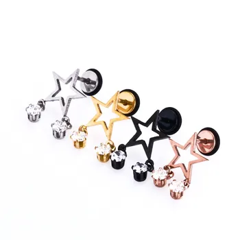 Crystal Clear Gem Five Star Earrings Ear Stud Rose Gold Cool Punk For Women Bijoux Elegant Gift Stainless Steel 2017
Crystal Clear Gem Five Star Earrings Ear Stud Rose Gold Cool Punk For Women Bijoux Elegant Gift Stainless Steel 2017